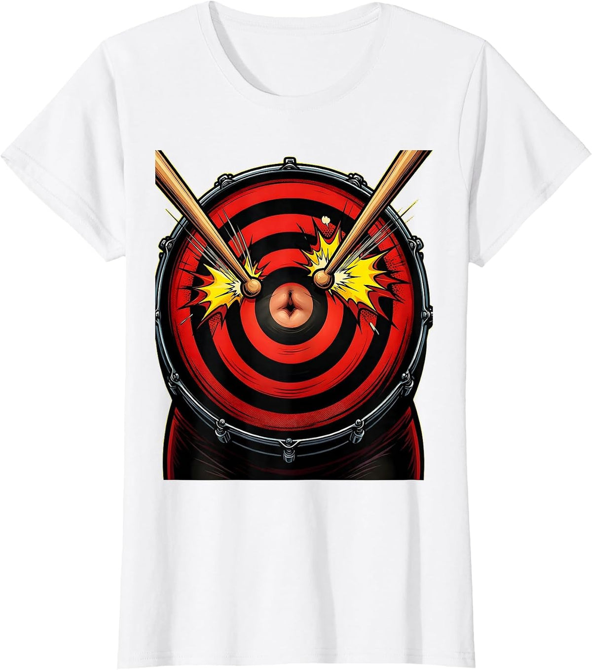 Dad Bod Belly Drum Funny Graphic Tee T-Shirt - White