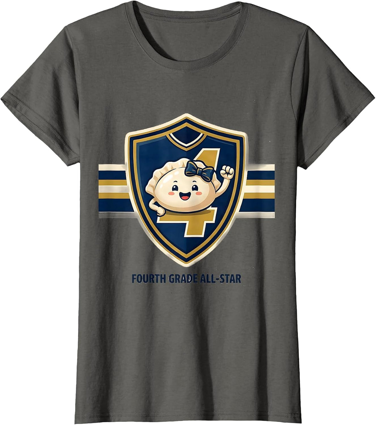Women's Fourth Grade All-Star Cute Dumpling Back to School Girl T-Shirt - Asphalt Grey