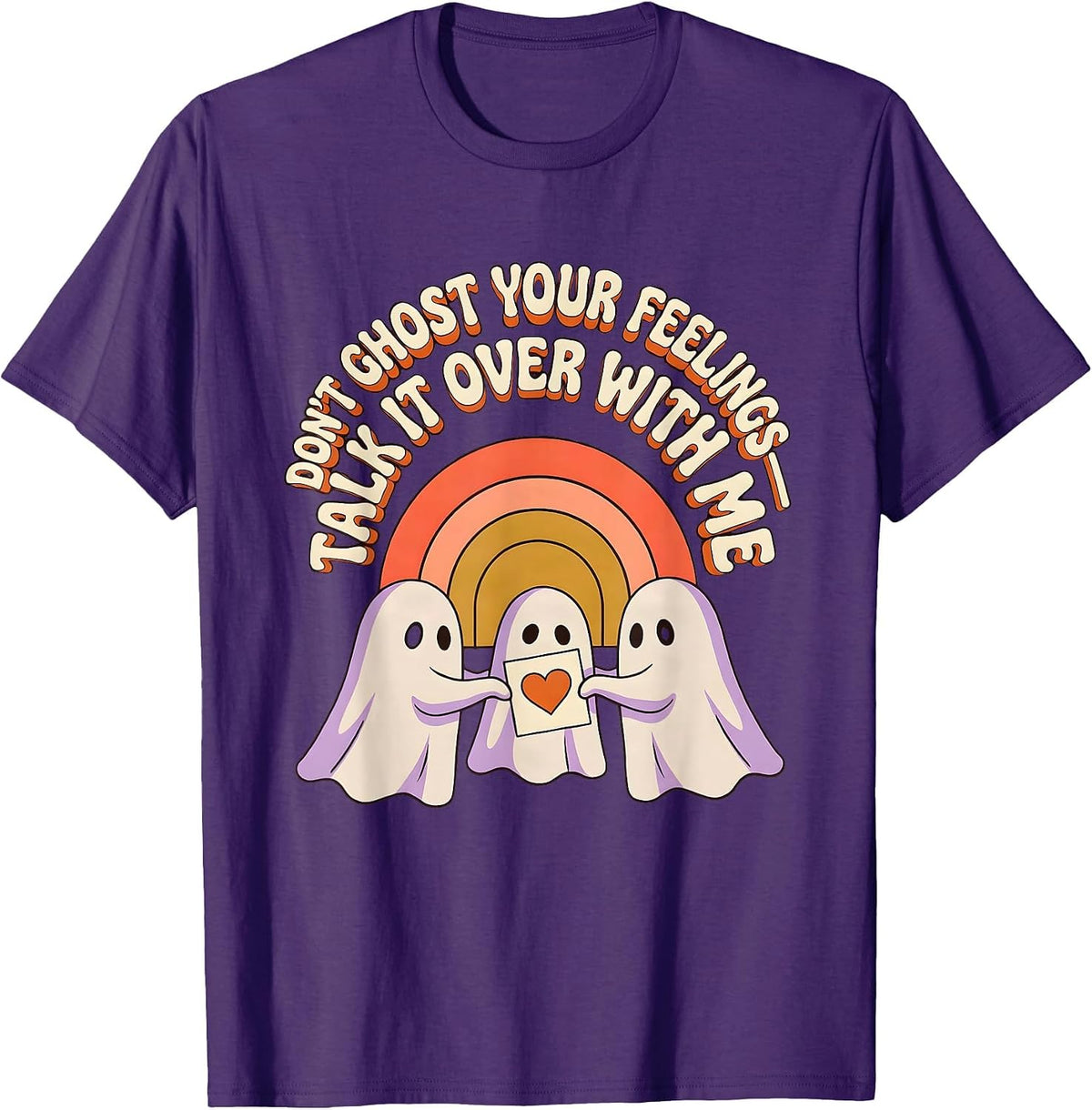 Don't Ghost Your Feelings—Talk It Over With Me Retro T-Shirt - Purple