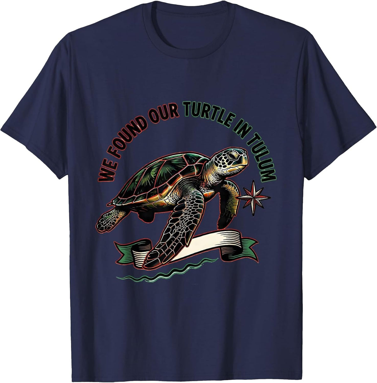 Men's We Found Our Turtle In Tulum Tattoo Sea Turtle Ocean Animal T-Shirt - Navy Blue