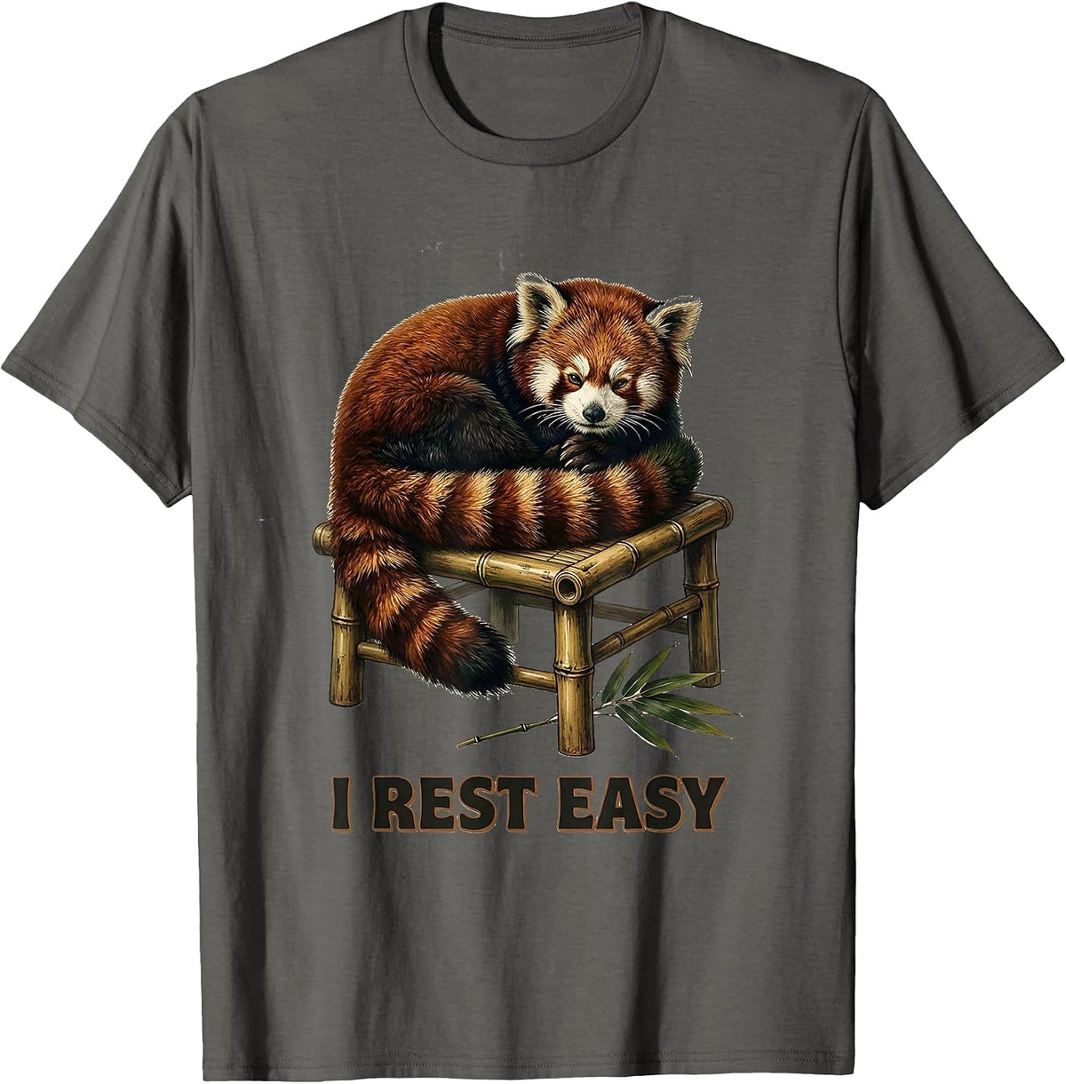 I Rest Easy Vintage Red Panda Cute Humor Animal Lover Gift T-Shirt - Asphalt Grey