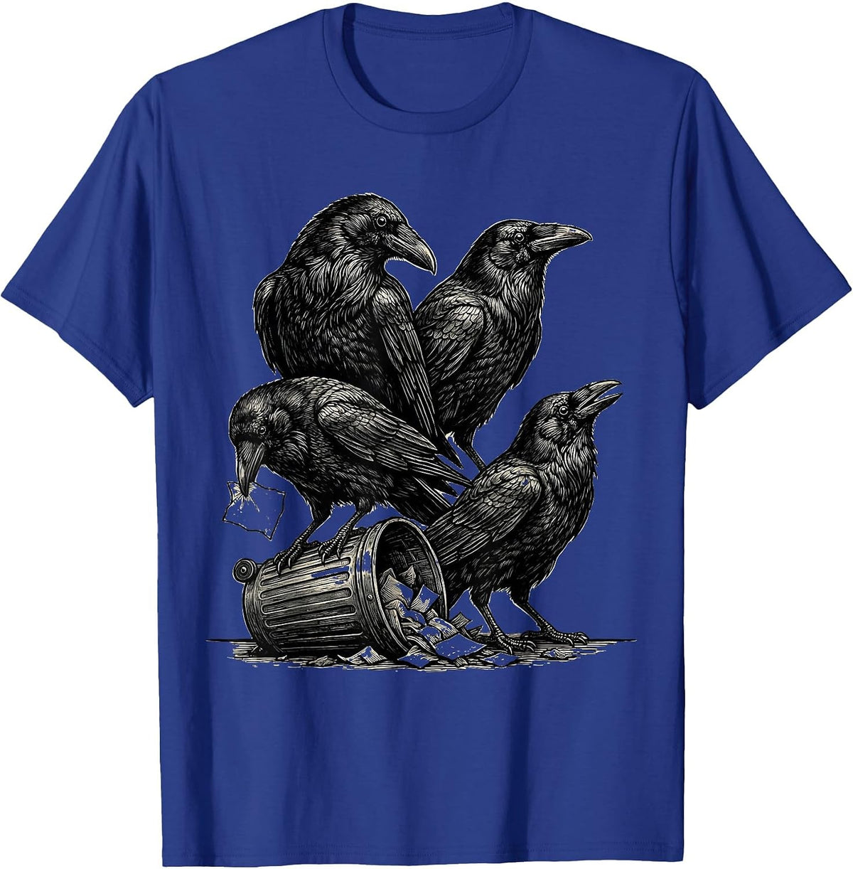 Block-Carved Crows Dark Humor Crow Lover Gothic Pun T-Shirt - Royal Blue