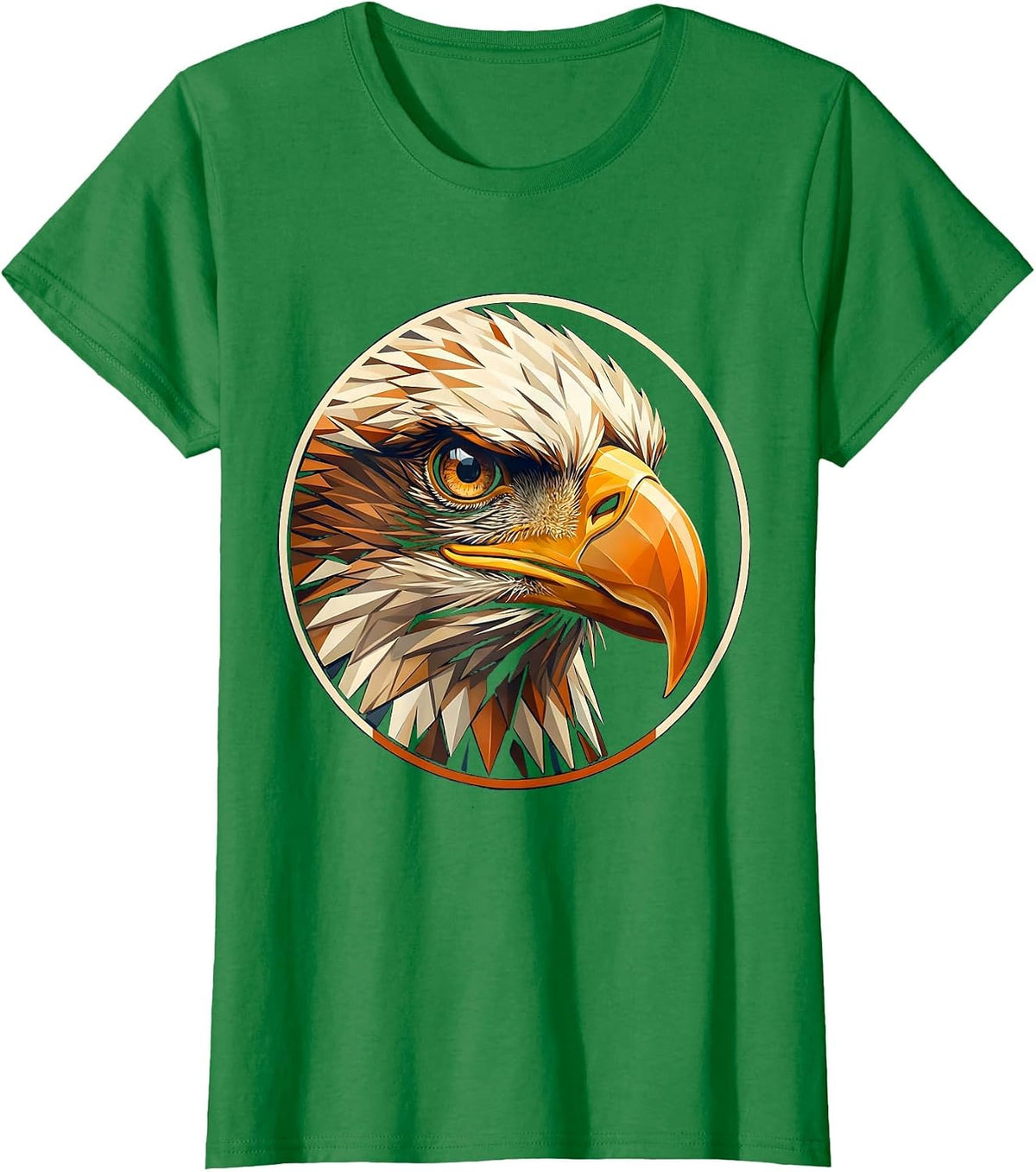Women's Eagle Eye Close Up Piercing Gaze Wildlife Art T-Shirt - Kelly Green