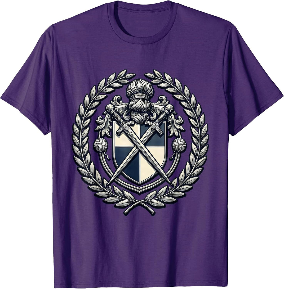 Men's Great Grandma Silver Bun Knitting Needles Graphic T-Shirt - Purple