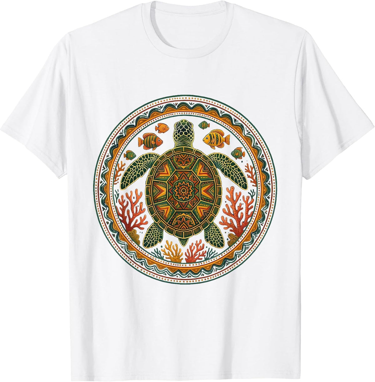 Men's Ecuador Sea Turtle Coral Reef Graphic T-Shirt - White