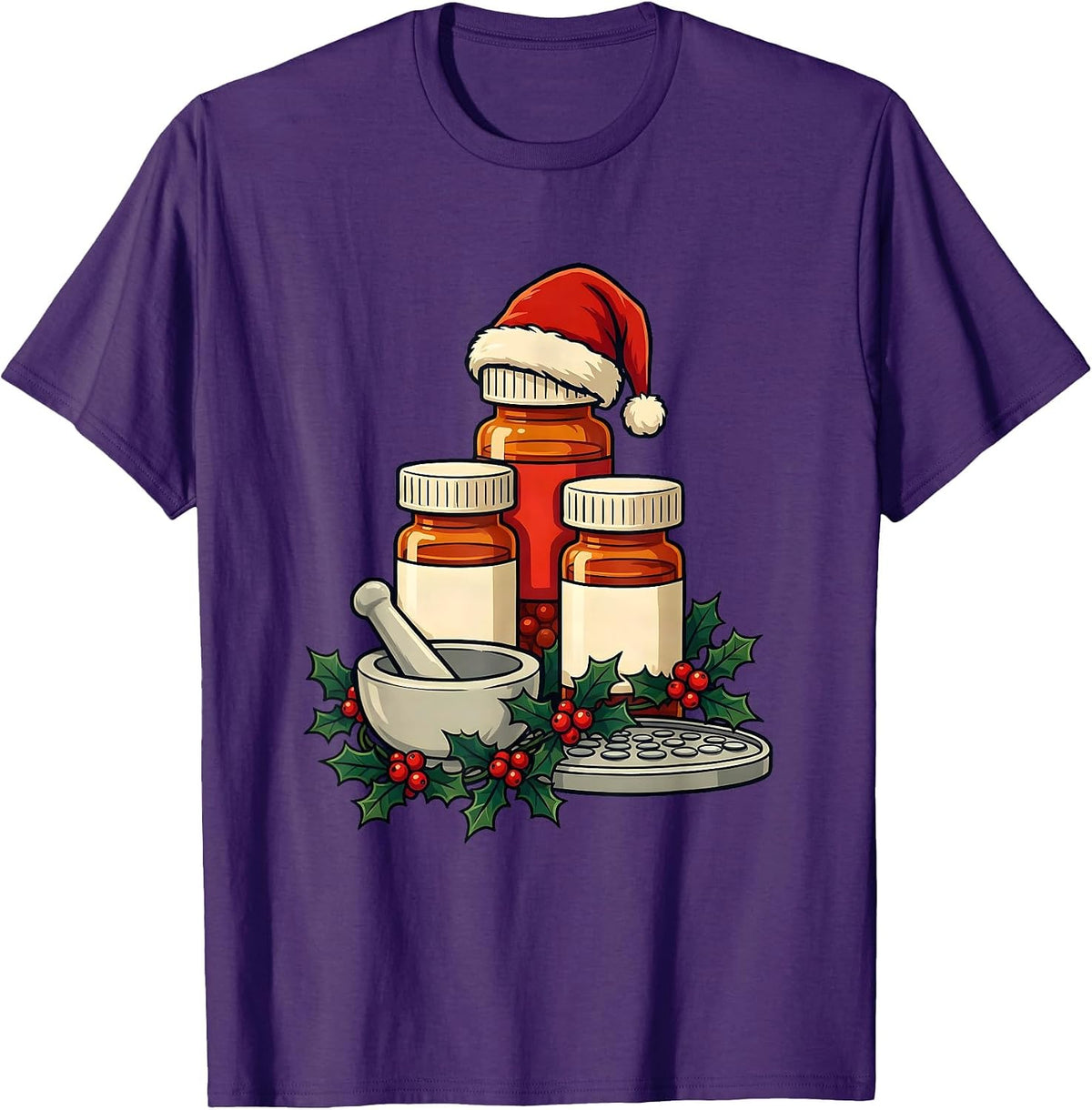 Men's Pharmacy Crew Christmas Matching Squad Holiday Humor T-Shirt - Purple