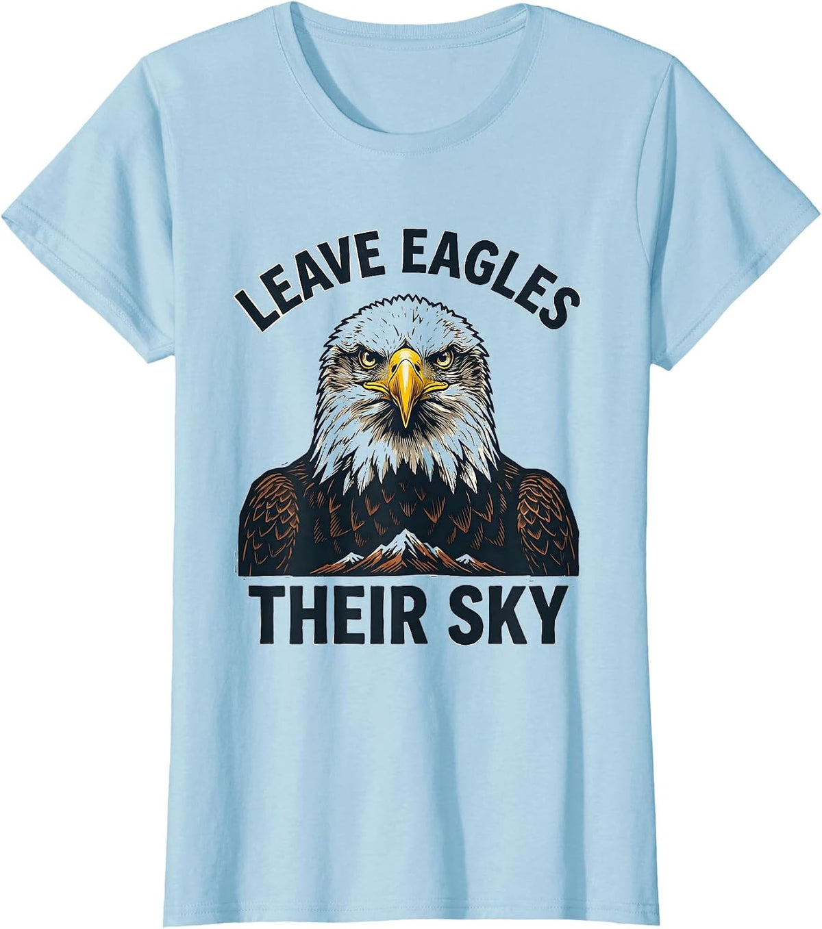 Leave Eagles Their Sky Linocut Eagle Wildlife Conservation T-Shirt - Baby Blue