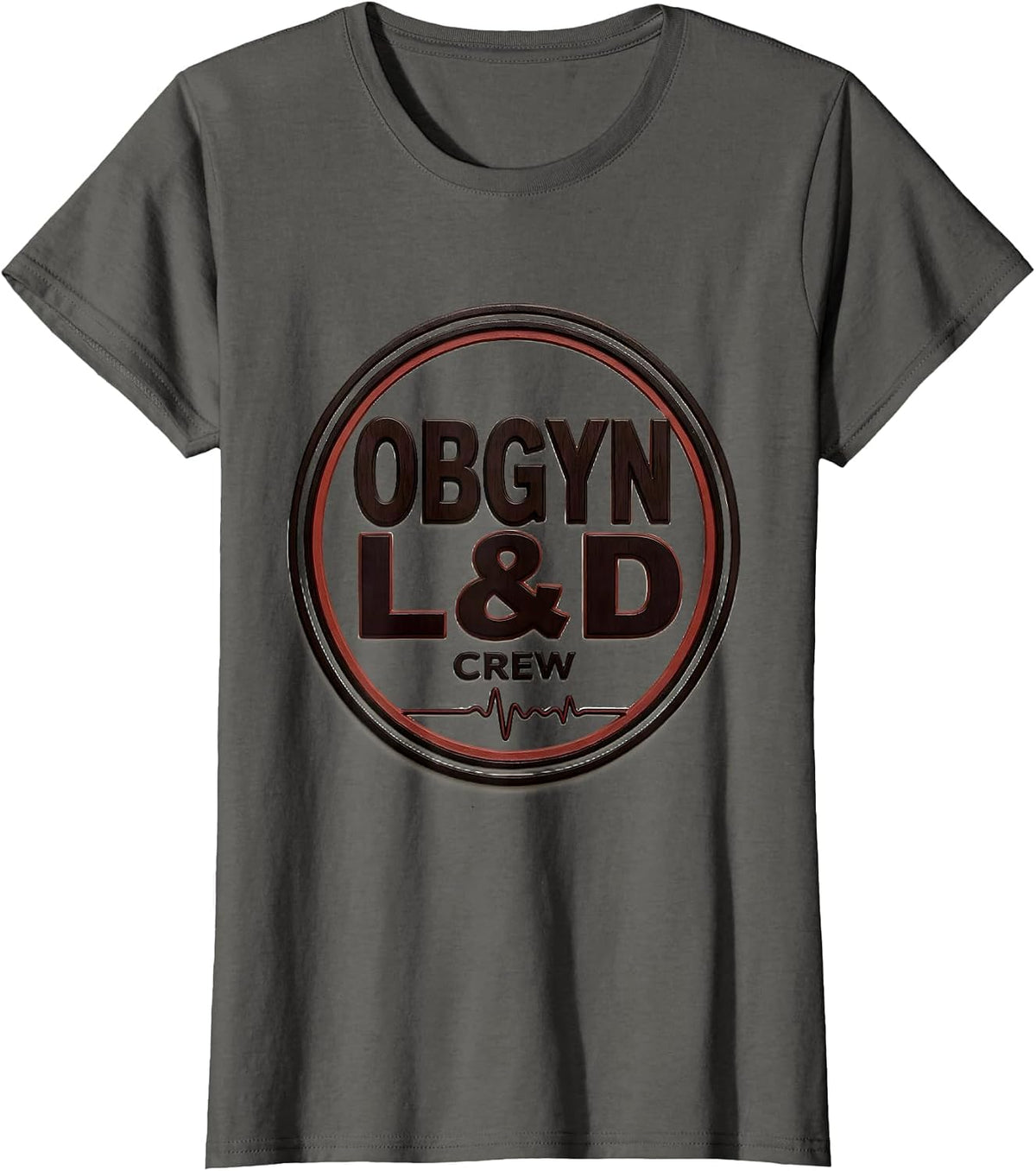 Women's OBGYN L&D Crew Wood Type Letterpress OB GYN Squad Gag Gift T-Shirt - Asphalt Grey