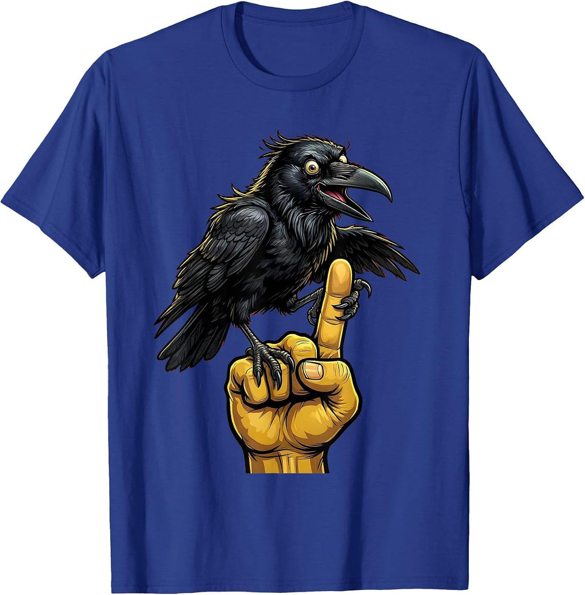Men's Crow Perched on Middle Finger Graphic T-Shirt - Royal Blue