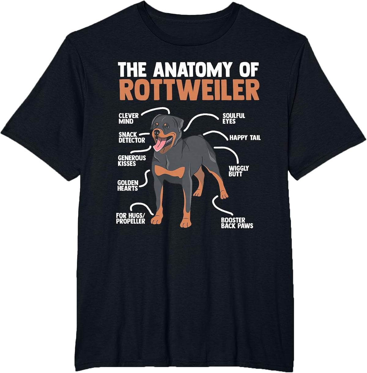 The Anatomy of A Rottweiler for Any Rottweiler Lover T-Shirt - Black