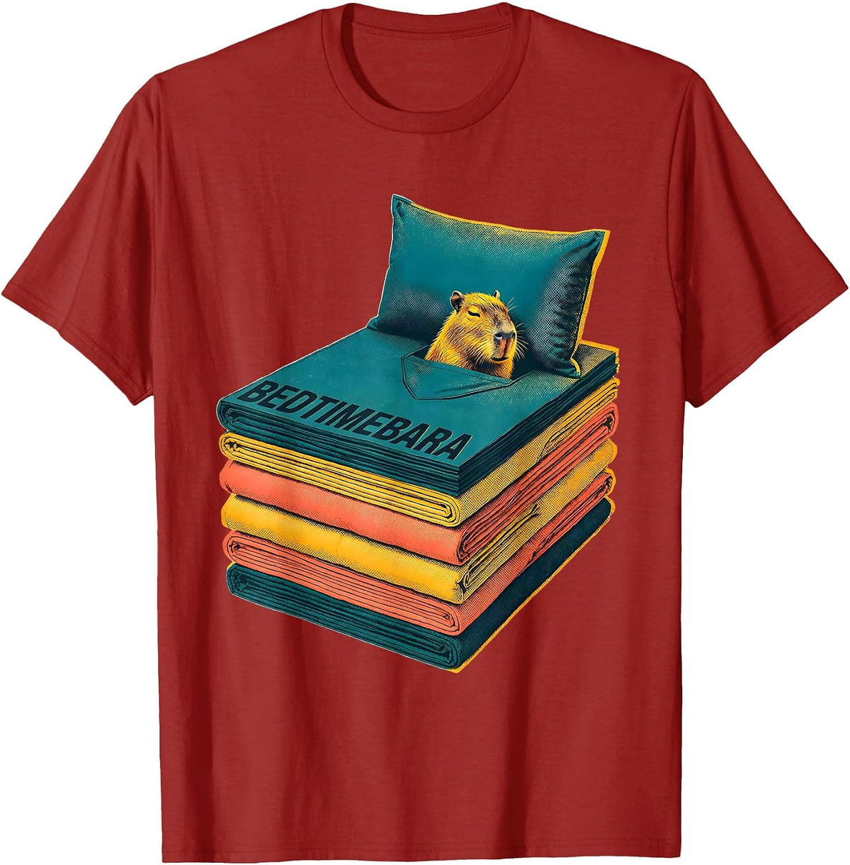 Bedtimebara Cute Capybara Sleep Humor Kids Adults T-Shirt - Cranberry Red
