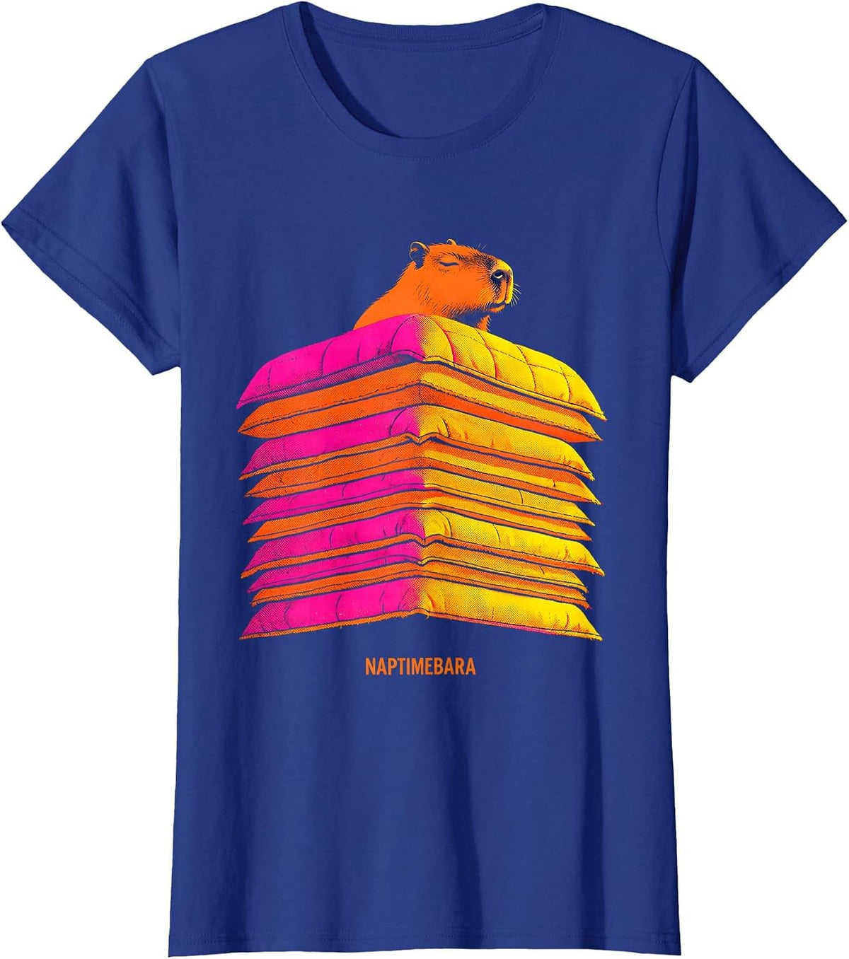 Women's Naptimebara Cute Capybara Sleepy Humor Pajama Lover T-Shirt - Royal Blue
