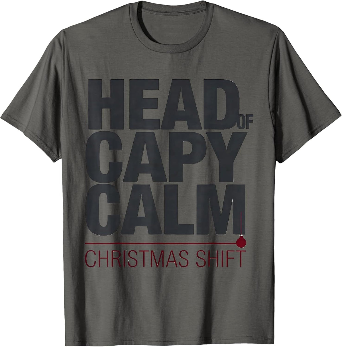 Head Of Capy Calm Christmas Shift Funny Capybara Family Xmas T-Shirt - Asphalt Grey