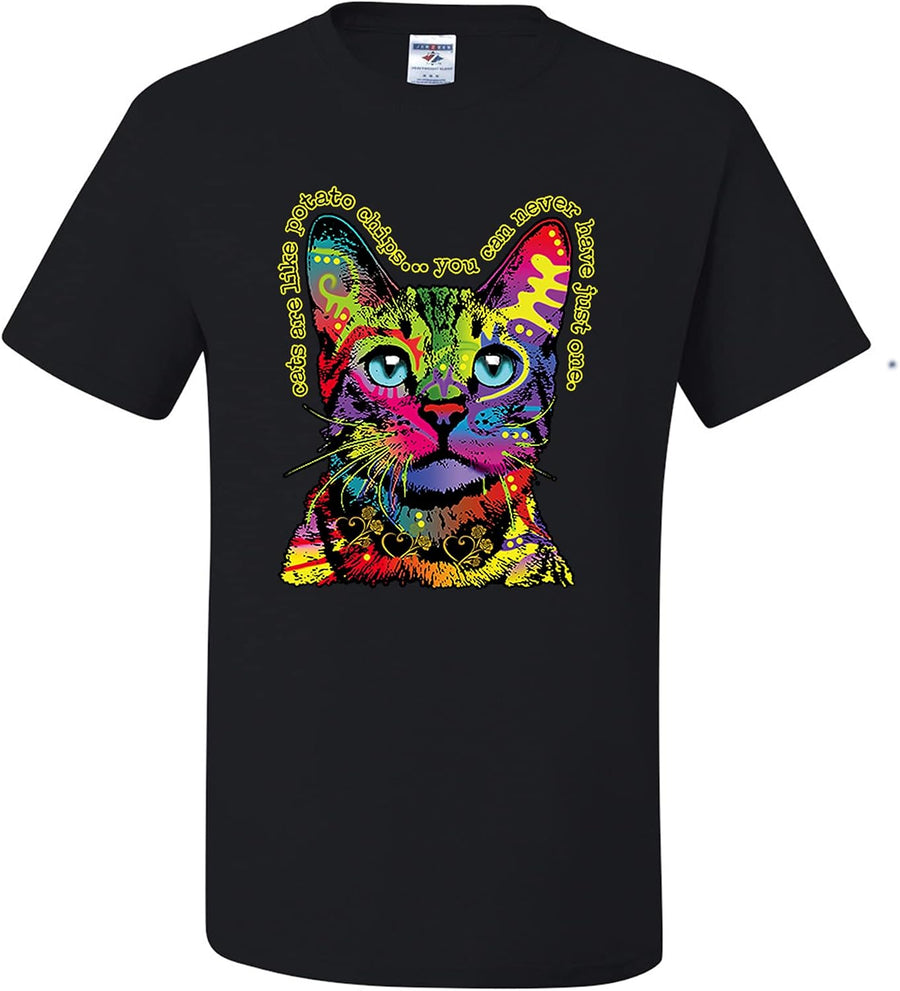 Animal Lover Cats are Like Potato Chips Colorful Rainbow Catmens T-Shirts - Black