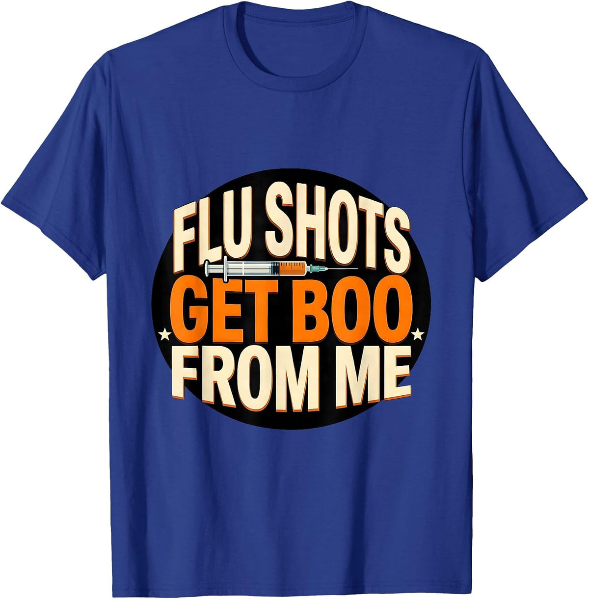 Flu Shots Get Boo From Me Funny Nurse Ghost Halloween T-Shirt - Royal Blue