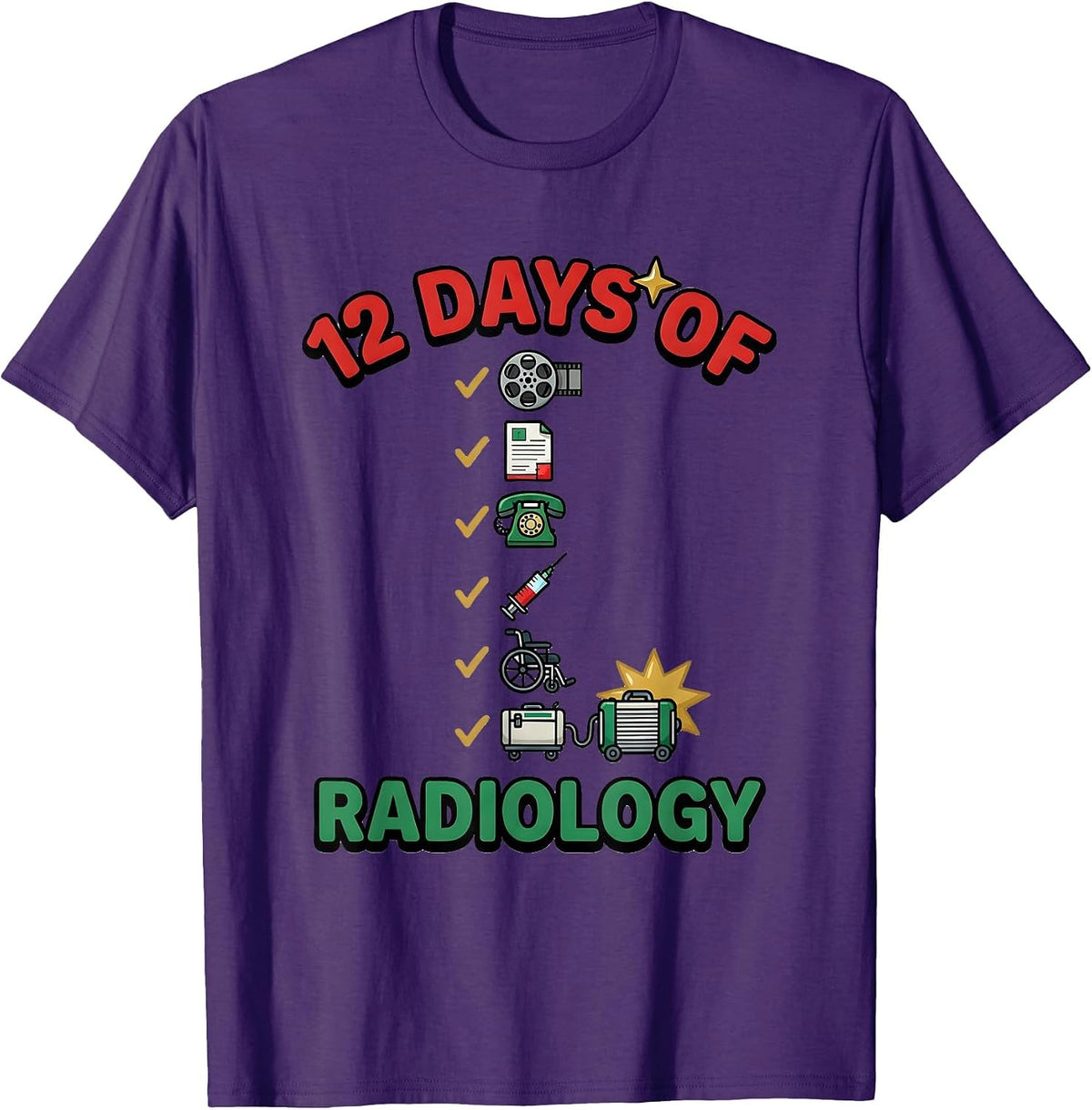 Men's 12 Days Of Radiology Funny Radiology Tech Christmas Squad T-Shirt - Purple