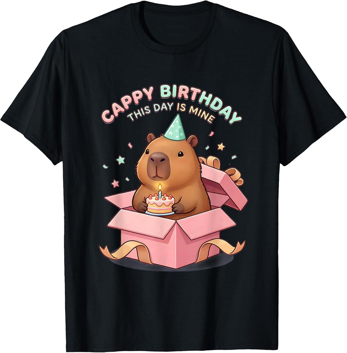 Men's Cappy Birthday This Day Is Mine Cute Kawaii Capybara T-Shirt - Black