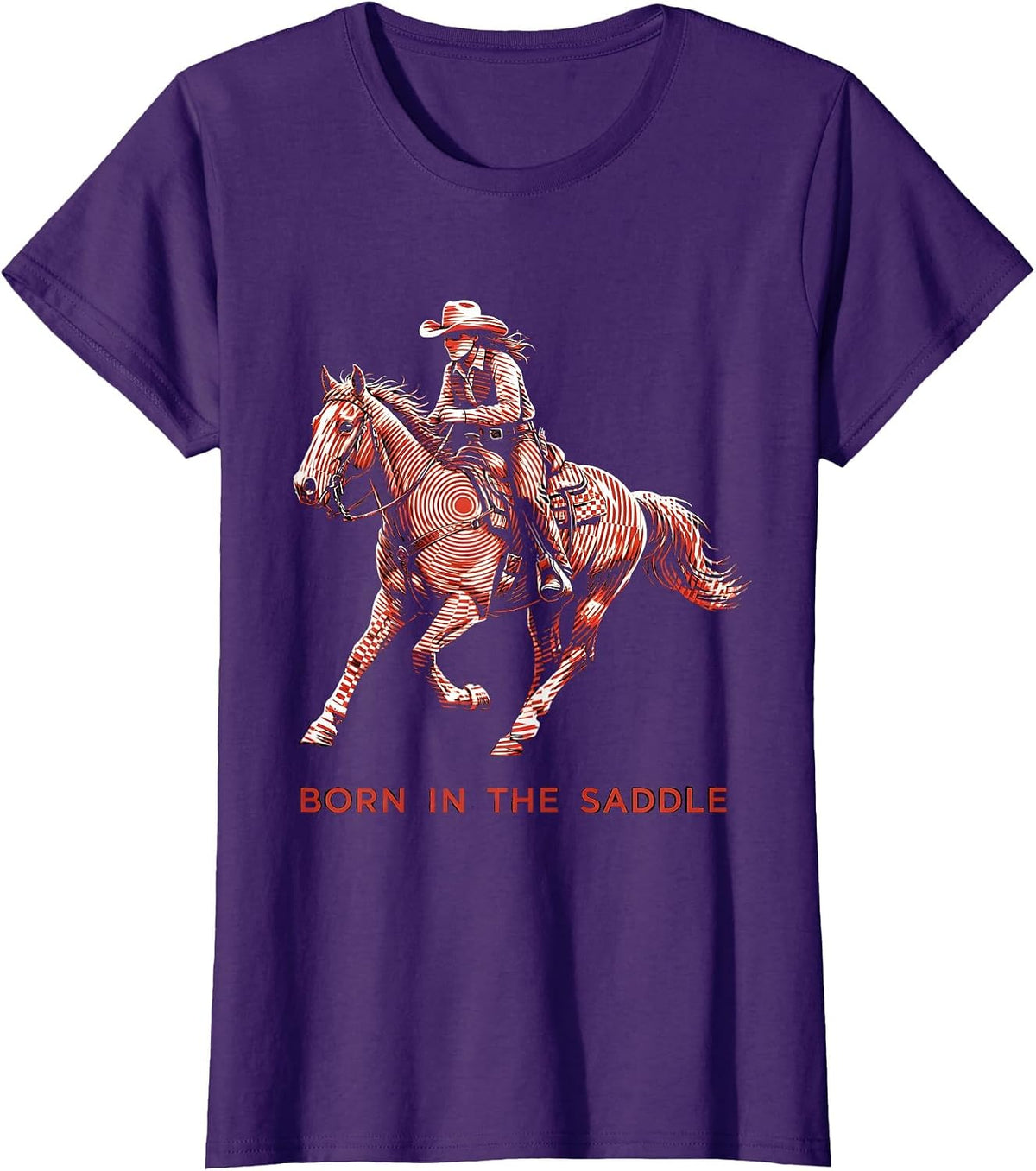Women's Born in the Saddle Cowgirl Riding Design T-Shirt - Purple