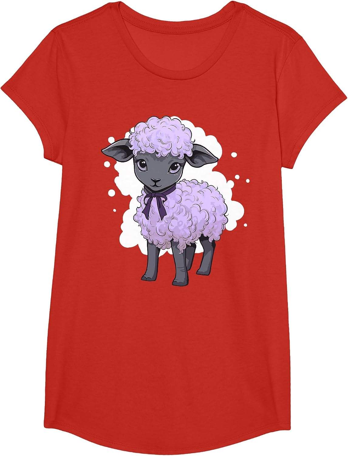 Lamb Lavender Pastel Cute Baby Sheep Kawaii Purple Aesthetic T-Shirt - Girls Red