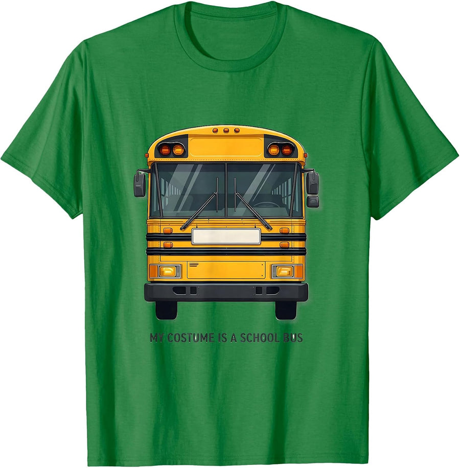 Men's My Costume Is A School Bus Funny Halloween Costume T-Shirt - Kelly Green