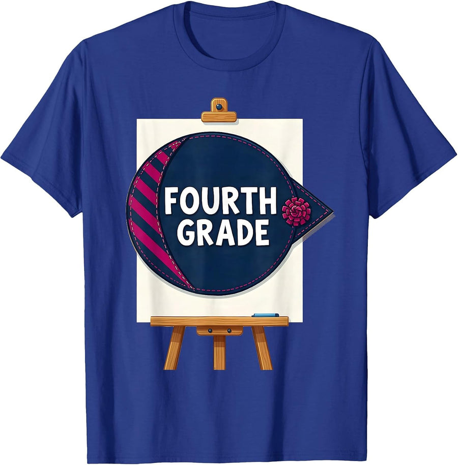 Fourth Grade Cute Preppy Back To School Elementary Girl T-Shirt - Royal Blue