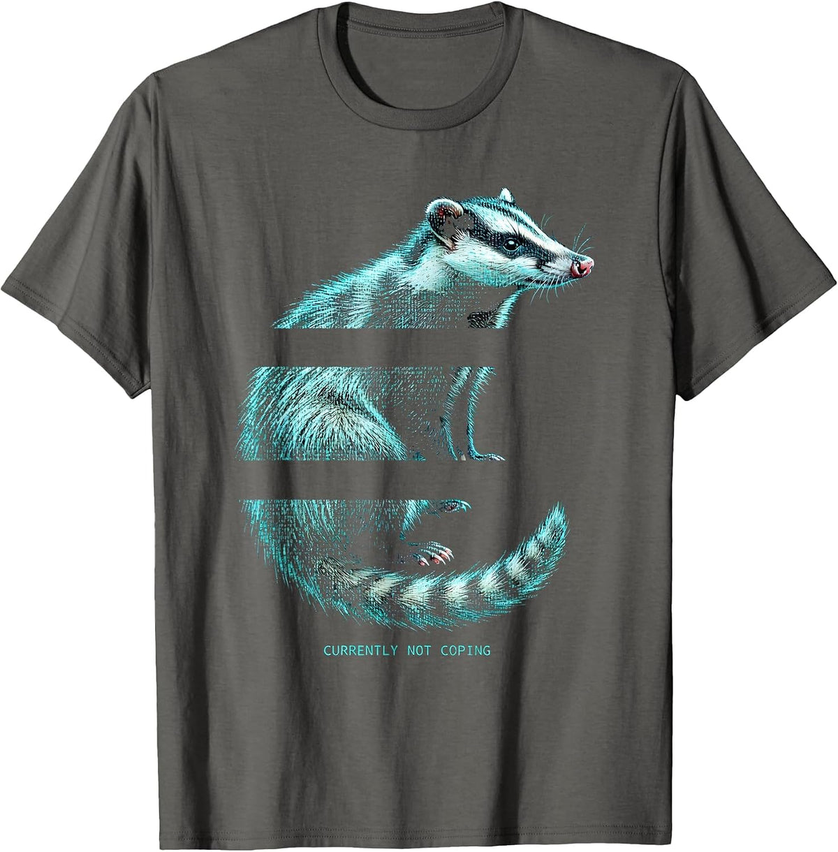 Men's Currently Not Coping Funny Opossum Meme Animal Humor T-Shirt - Asphalt Grey