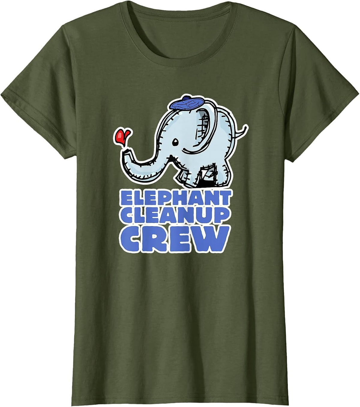 Professional Job Elephant French Clean Up Crew Fun Poop Job T-Shirt - Olive Green