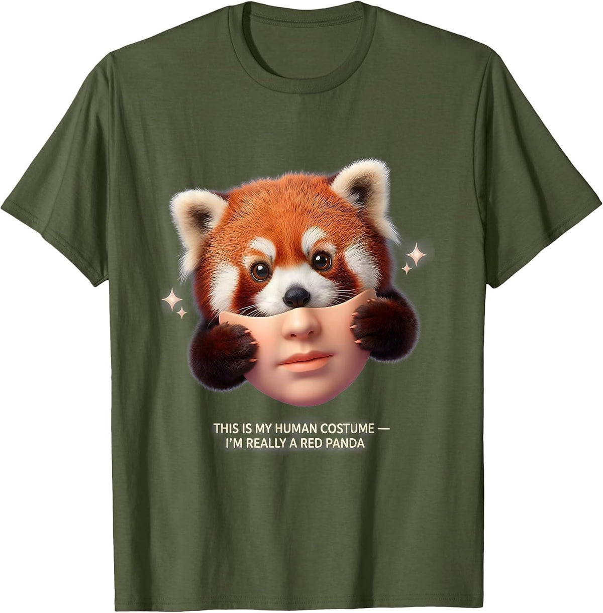 This Is My Human Costume I'm Really A Red Panda Cute T-Shirt - Olive Green