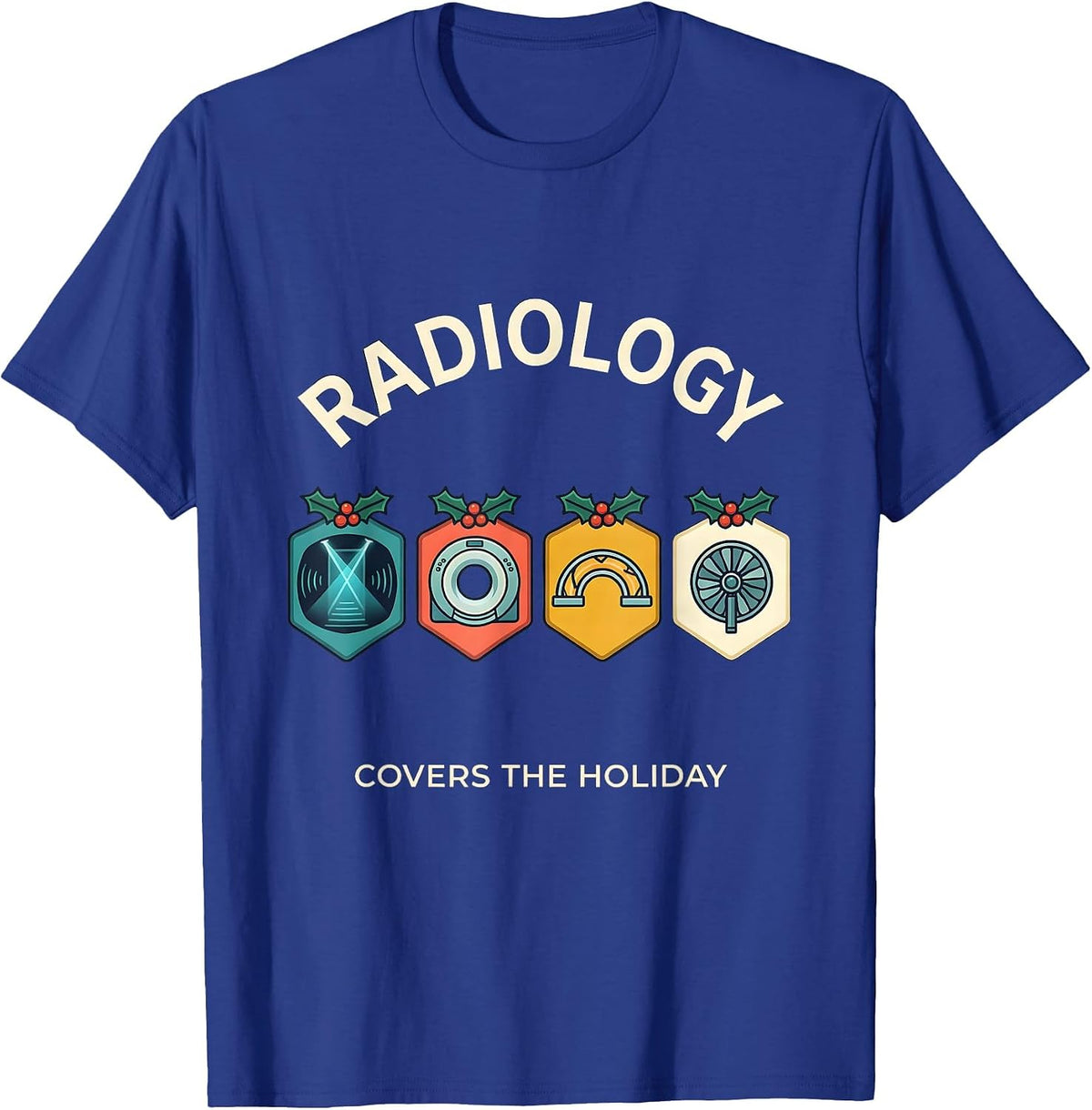 Men's Radiology Covers The Holiday Funny Xray Tech Christmas T-Shirt - Royal Blue