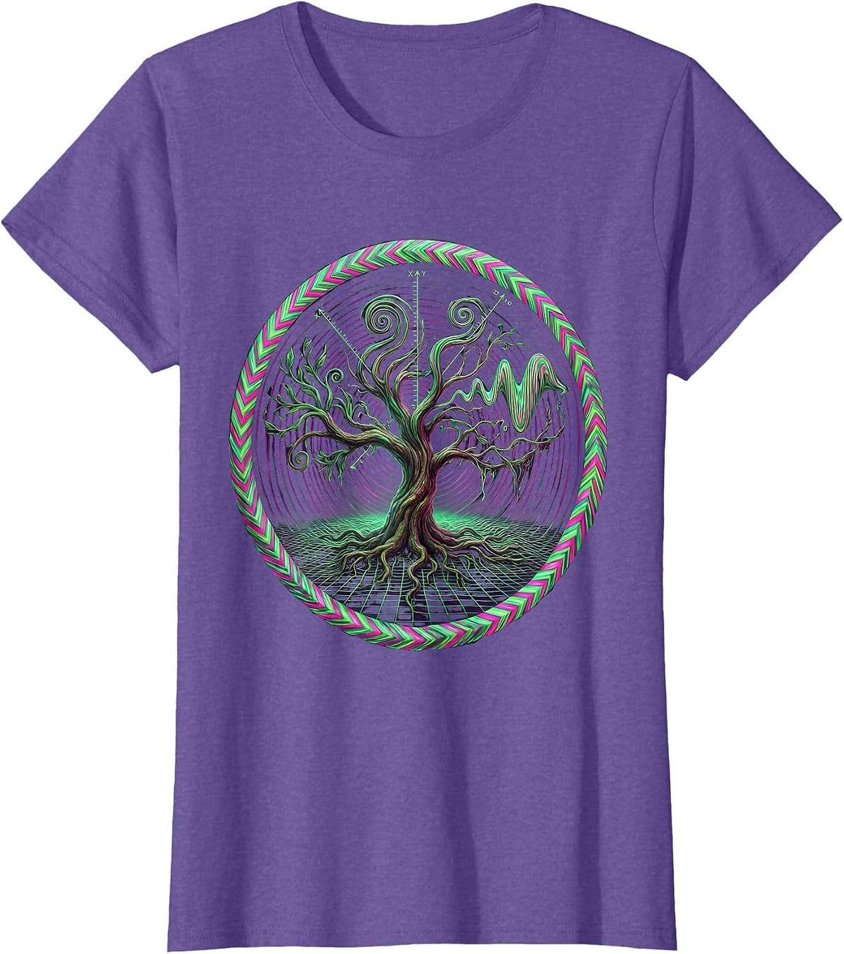 Math Teacher Tree Graph Axes Illustration T-Shirt - Purple Heather