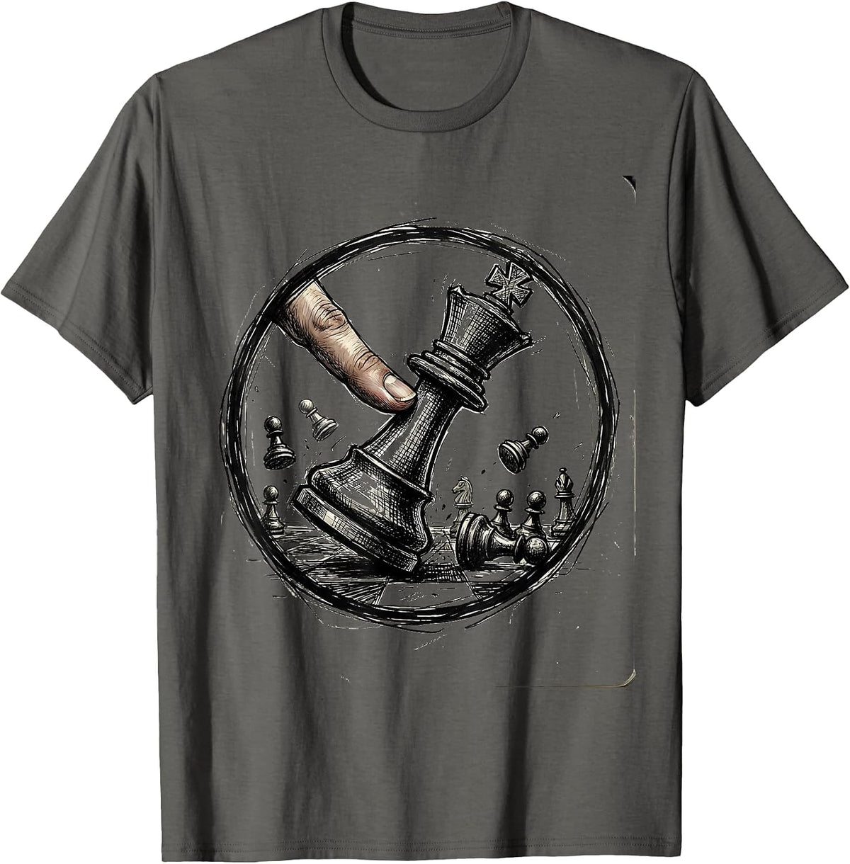 Chess King Resignation Graphic Tee T-Shirt - Asphalt Grey