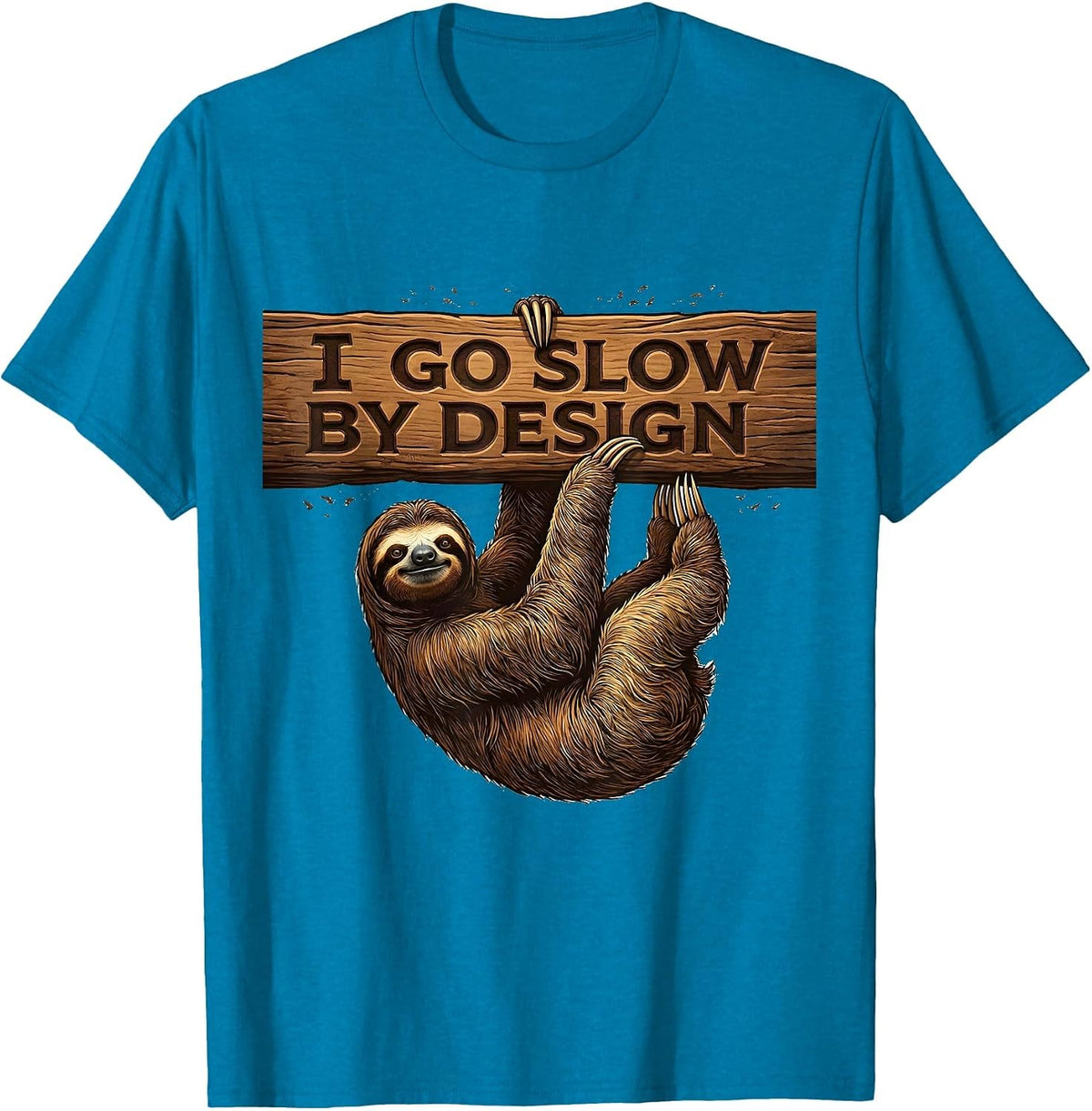 I Go Slow By Design Vintage Funny Sloth Lover Humor Gift T-Shirt - Sapphire Blue