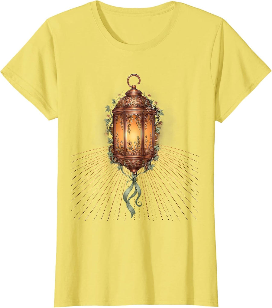 Women's Dear Person Behind Me Lantern Path Illustration T-Shirt - Lemon Yellow
