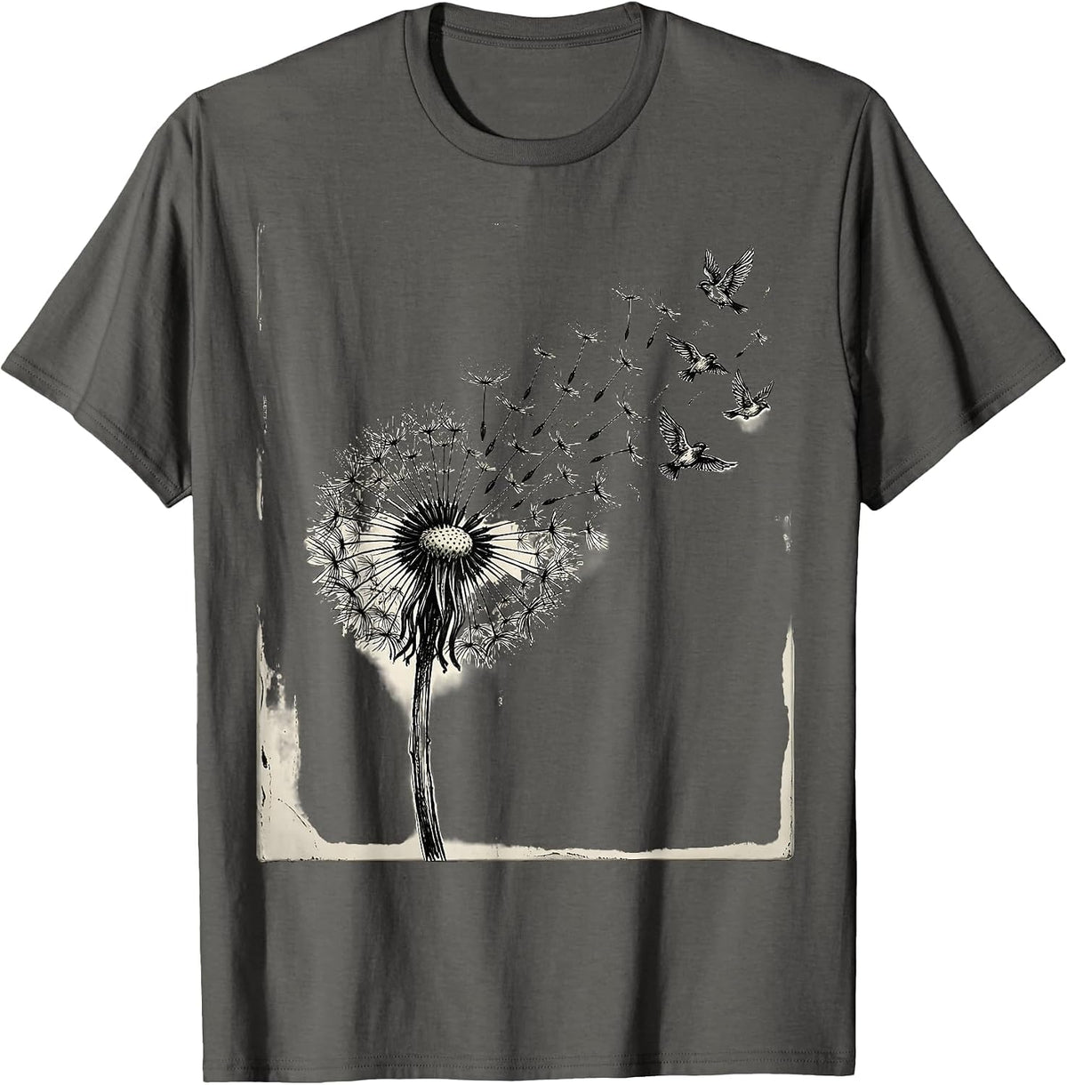 Men's Dandelion Birds Suicide Prevention Awareness T-Shirt - Asphalt Grey