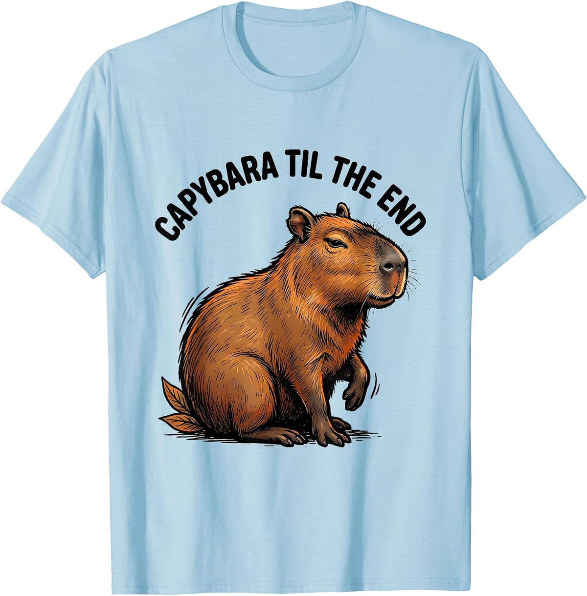 Men's Capybara Til The End Funny Animal Meme Gamer Humor T-Shirt - Baby Blue