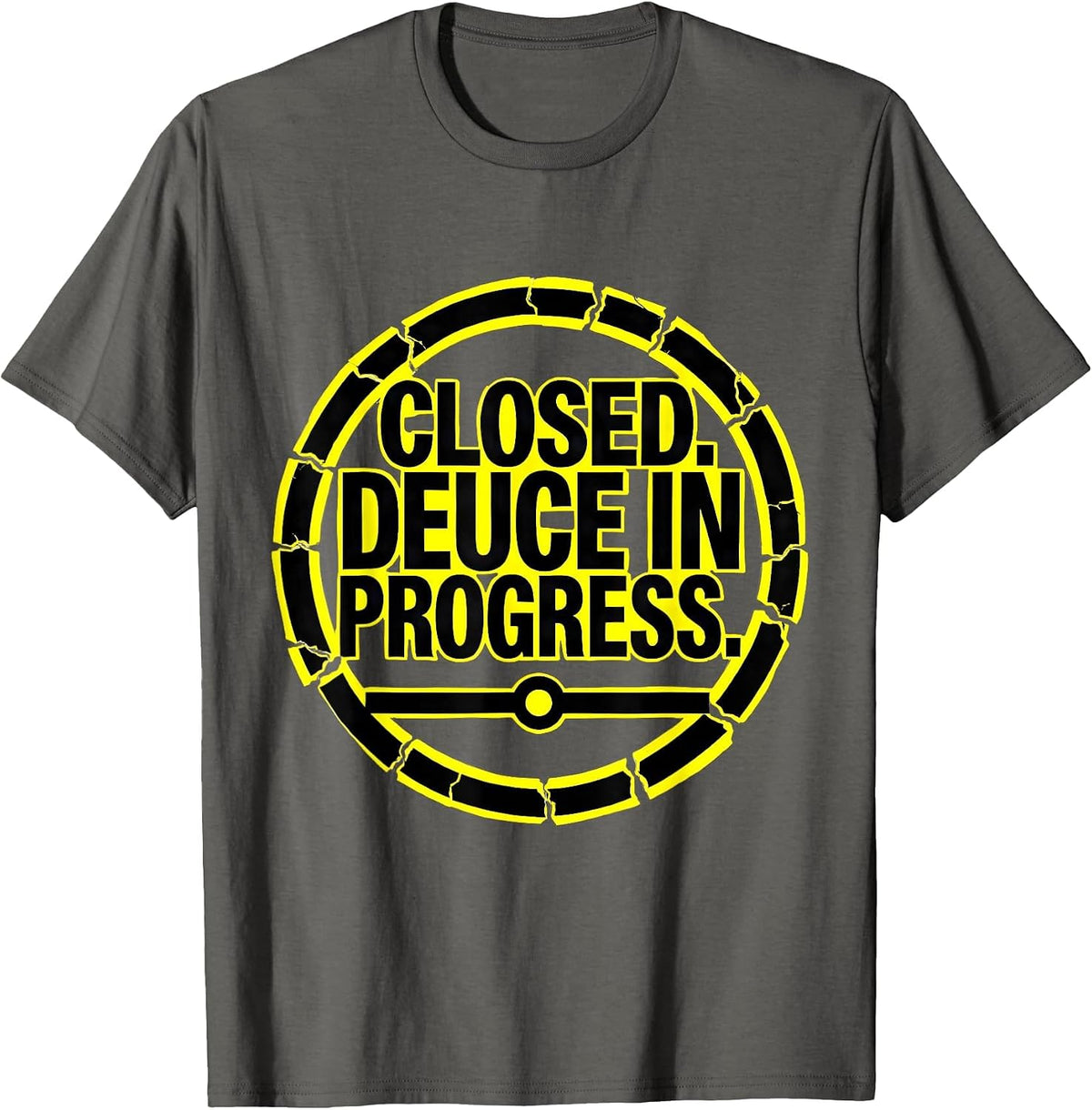 Men's Closed Deuce In Progress Stencil Tennis Player Humor T-Shirt - Asphalt Grey