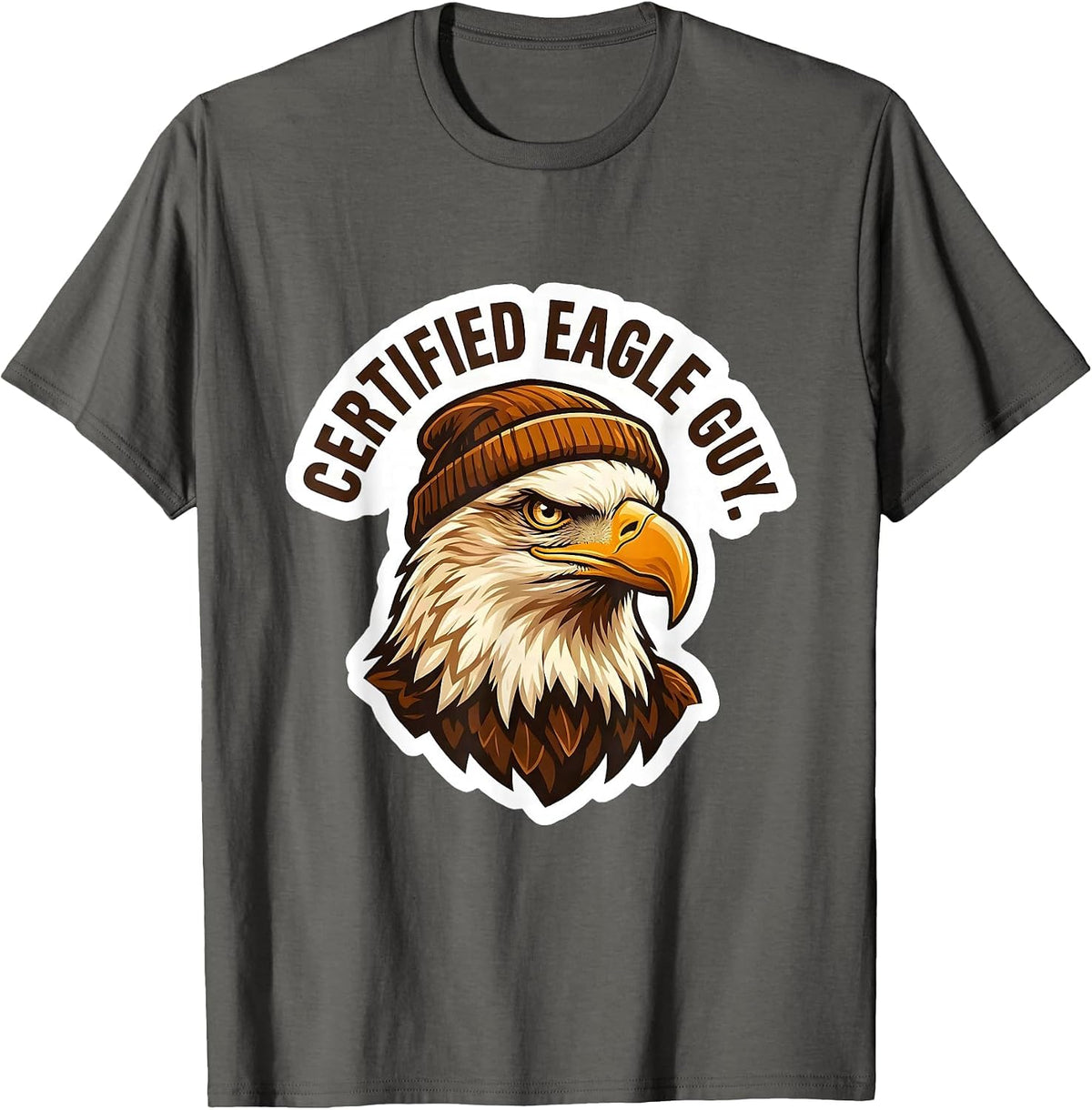 Certified Eagle Guy Bold Eagle Portrait Faith Mascot T-Shirt - Asphalt Grey