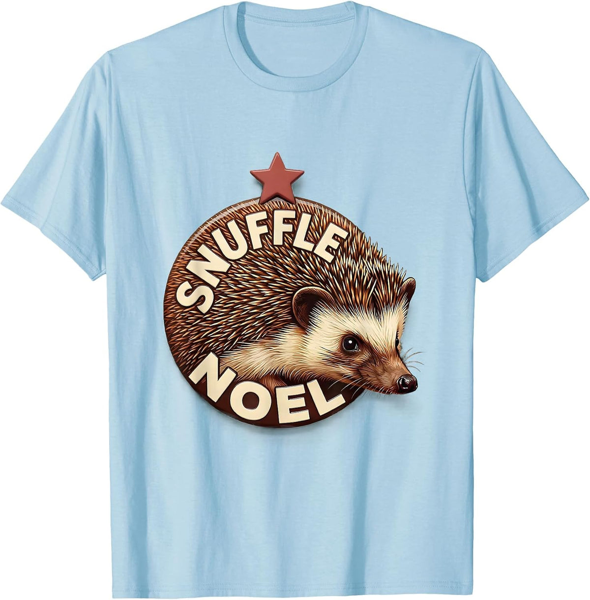 Men's Snuffle Noel Cute Hedgehog Christmas Humor Gift T-Shirt - Baby Blue