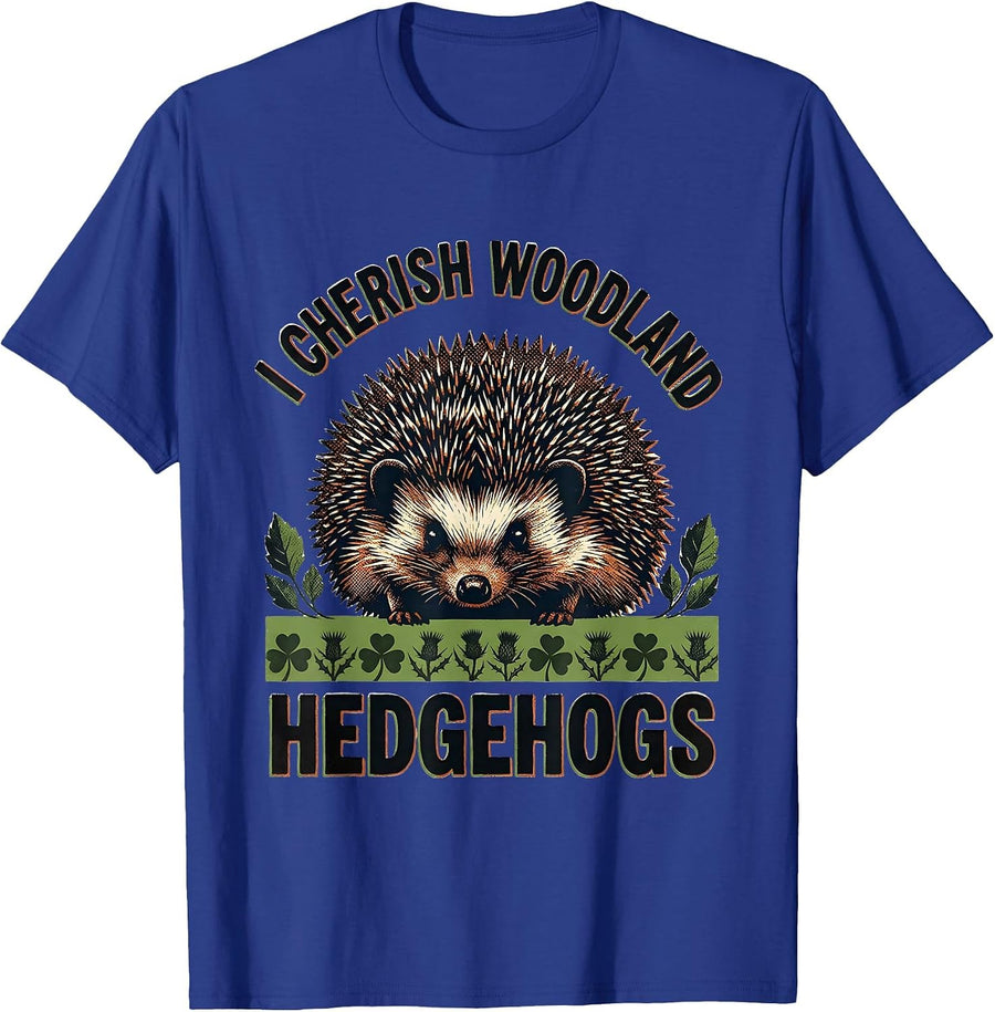 I Cherish Woodland Hedgehogs Cottagecore Nature Animal Lover T-Shirt - Royal Blue