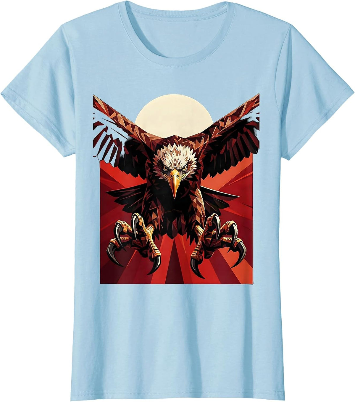 Eagle Diving Talons Out Raptor Strike Illustration T-Shirt - Baby Blue