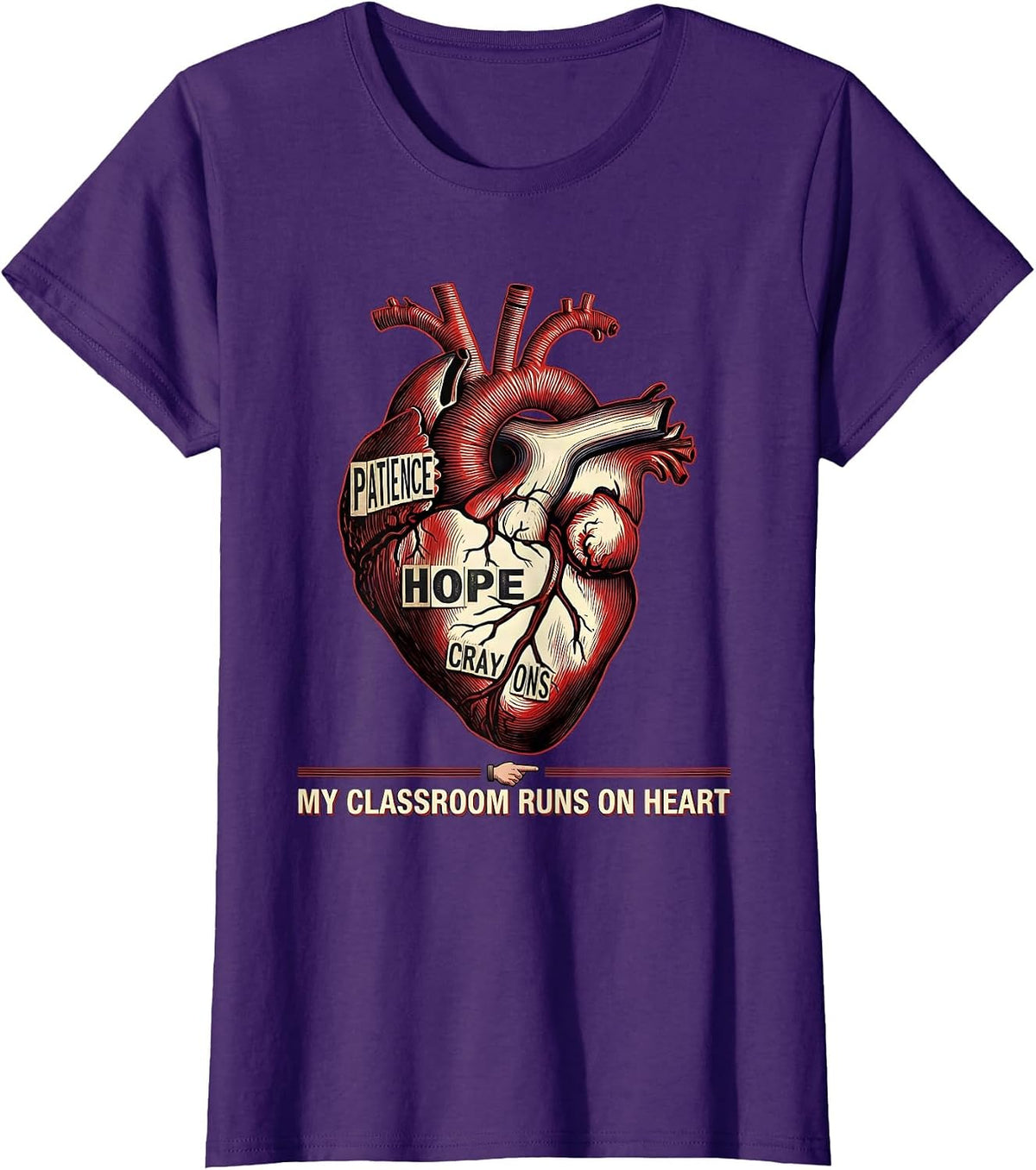 Women's My Classroom Runs On Heart Special Education Teacher T-Shirt - Purple