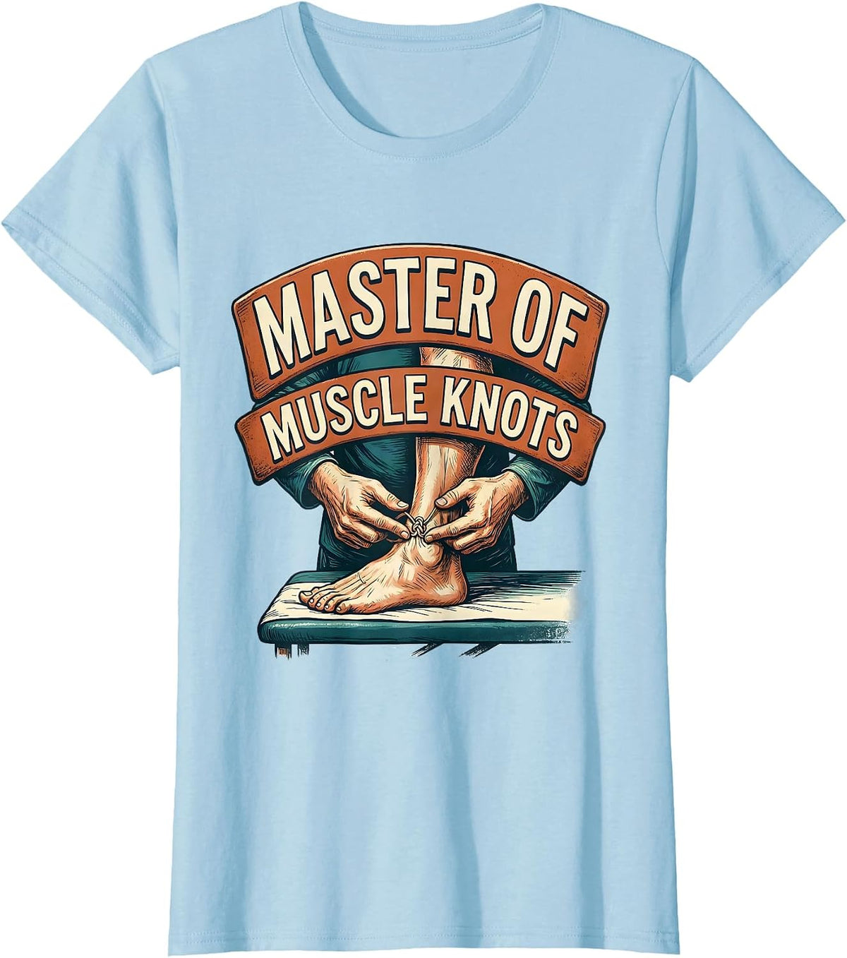 Master of Muscle Knots Funny Physical Therapist Massage T-Shirt - Baby Blue
