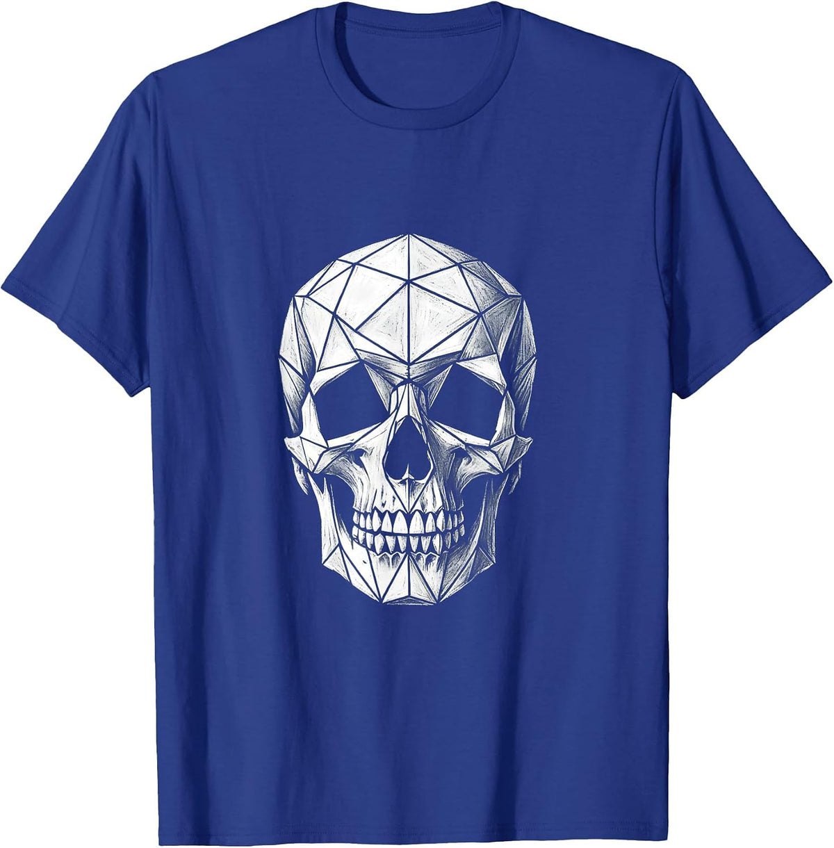 Men's Geometric Skull Math Teacher Triangle Design T-Shirt - Royal Blue