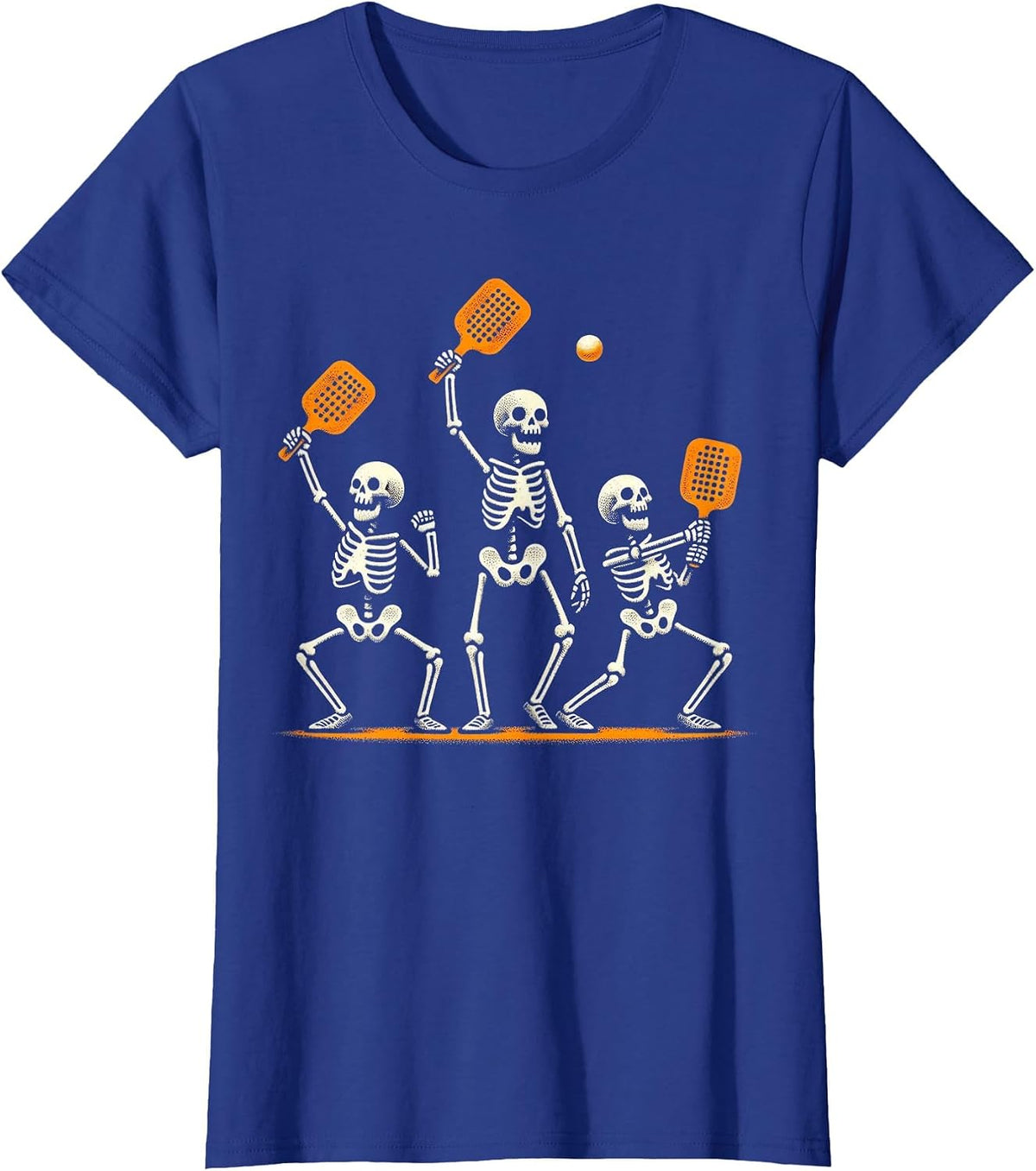 Funny Skeleton Playing Pickleball Halloween Costume Men T-Shirt - Royal Blue