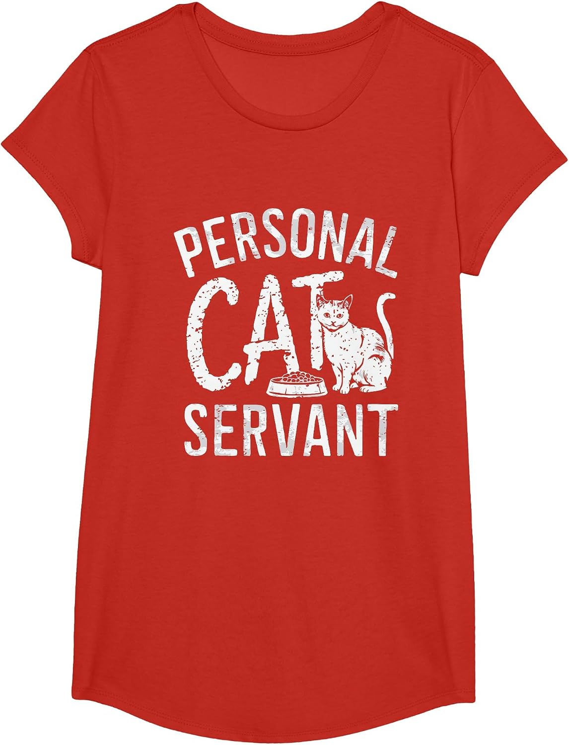 Personal Cat Servant Cat Owner Mom Or Dad T-Shirt - Girls Red