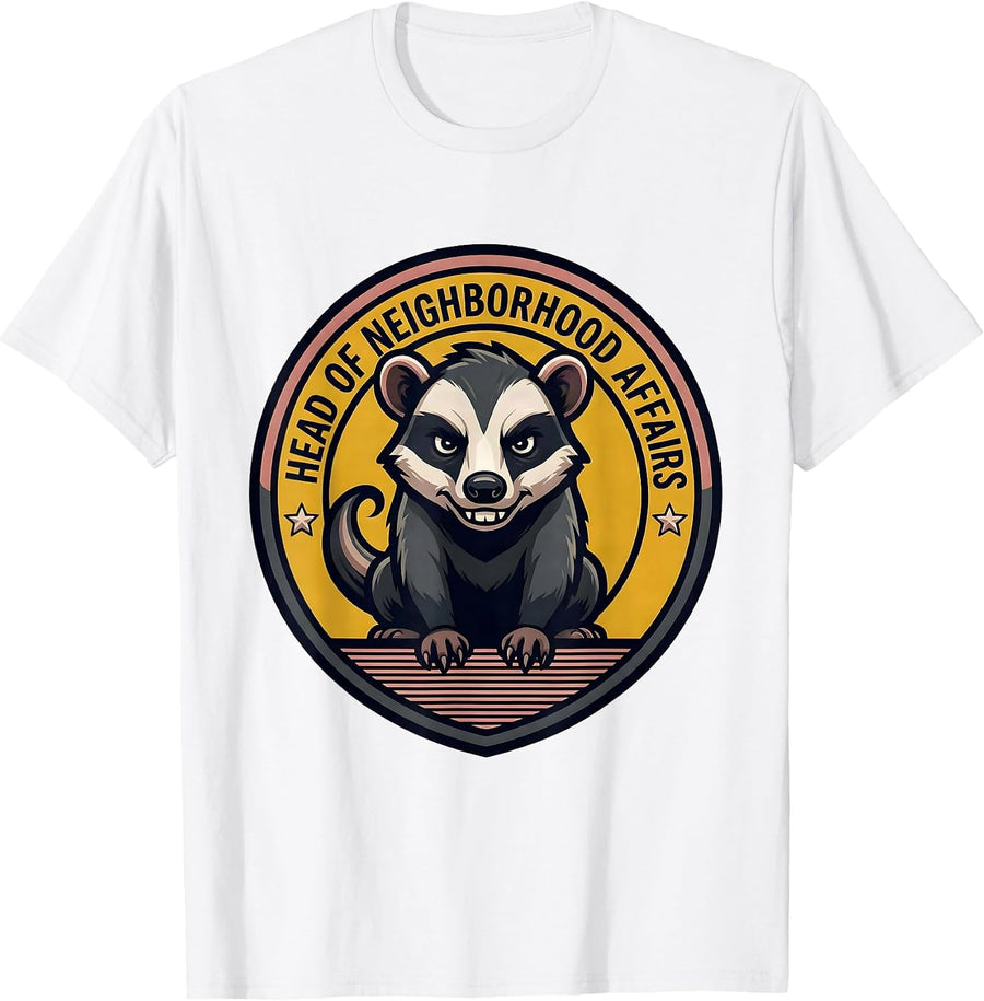 Men's Head Of Neighborhood Affairs Funny Opossum Meme Animal Lover T-Shirt - White