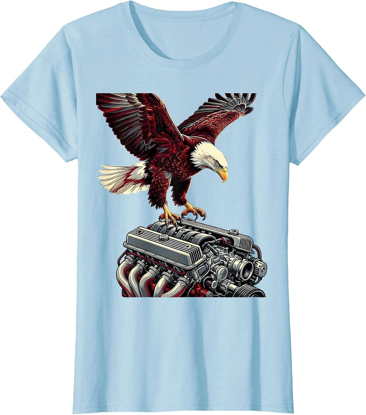 Valley Forge Automotive Bald Eagle Engine Dive T-Shirt - Baby Blue