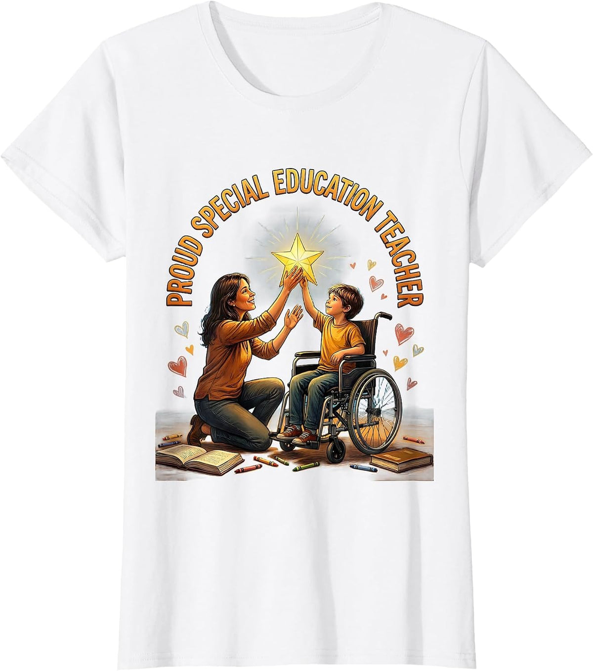 Proud Special Education Teacher Graphic Design T-Shirt - White