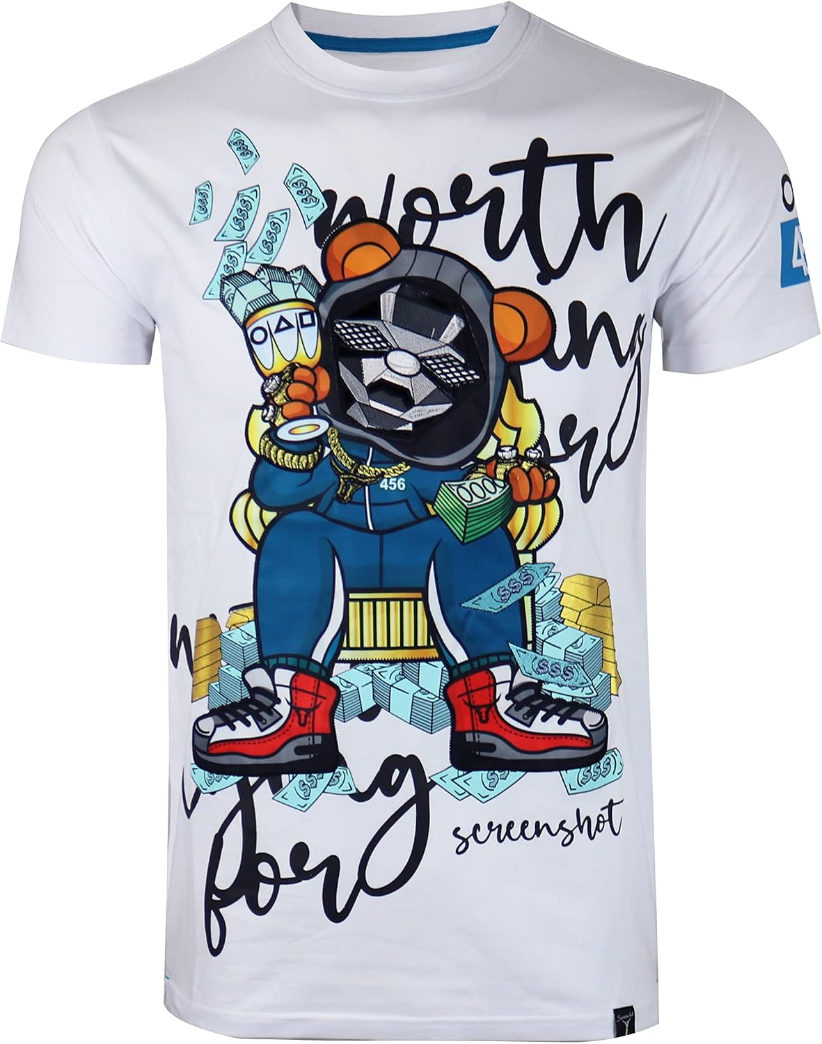 SCREENSHOT-2202-SS-2 Mens Stylish Double Layer Patch Embroidery High Density Gel Premium Quality Tee - S11220-white