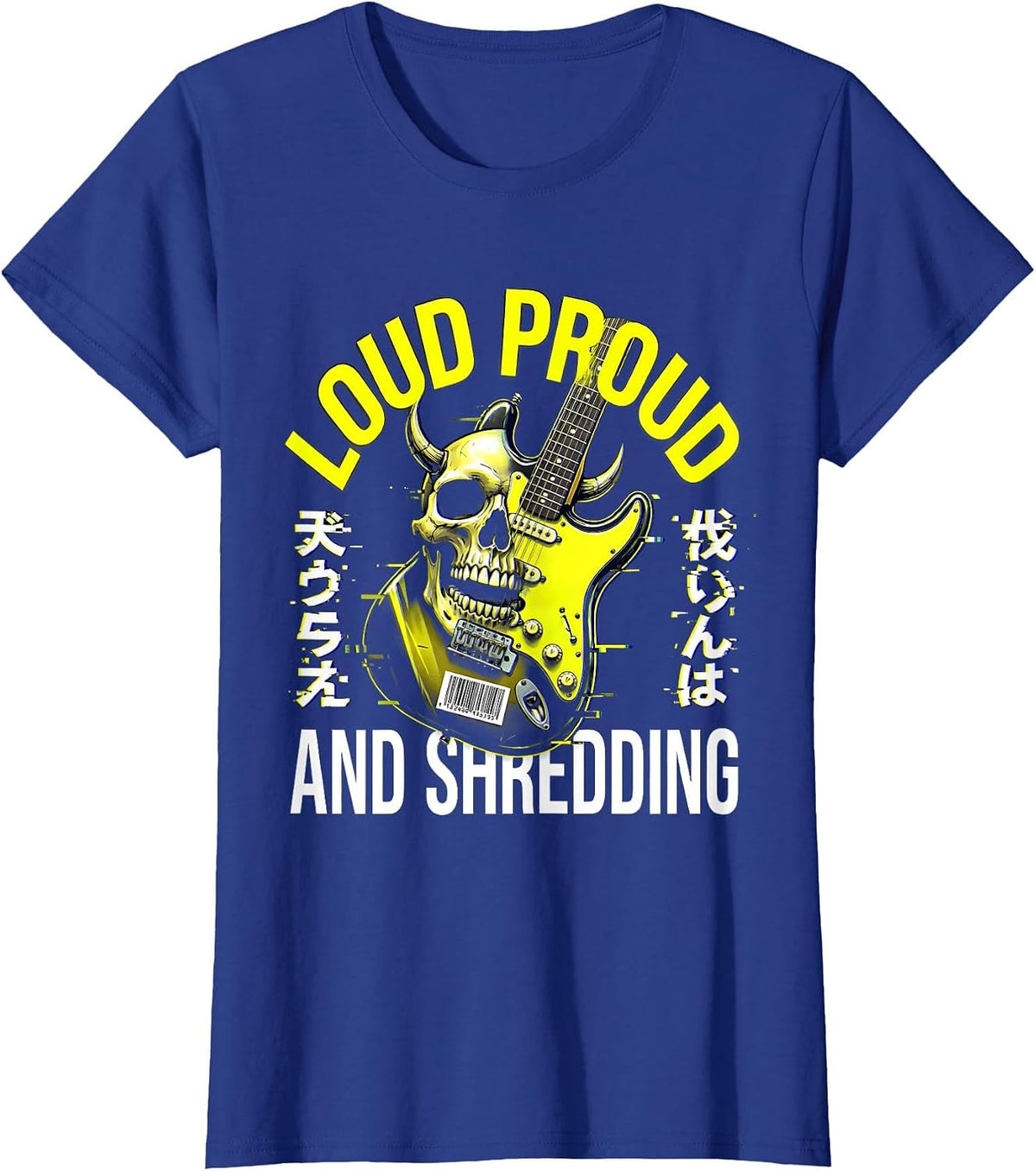 Women's Loud Proud and Shredding 80s Rock Band Design T-Shirt - Royal Blue